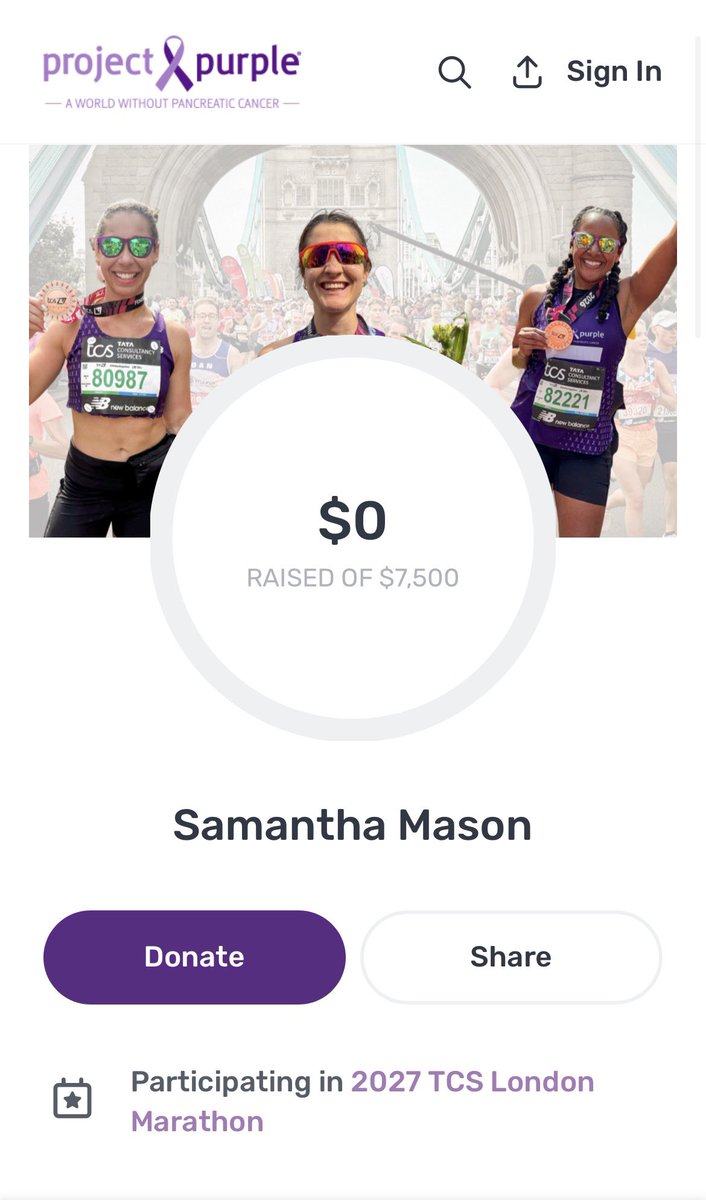SamiM2509's tweet photo. I’m running the 2027 London Marathon with Project Purple! Please support if you can, as all donations help and go towards an amazing charity working to spread awareness about pancreatic cancer, so one day we may live in a world without it!

 https://t.co/geFevjzdXX https://t.co/3gFPSRxFZJ