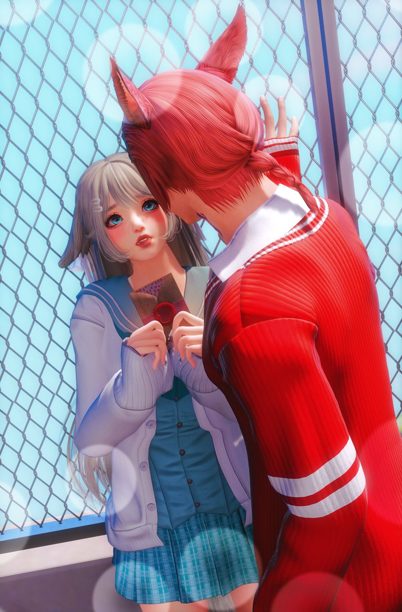 NoaXIV_'s tweet photo. G: "Is that for me, by any chance?"😉
N: "A-ah...maybe..."😳
#gposer ⊹ #miqote ⊹ #oc ⊹ #wolgraha https://t.co/h6HctRm58A