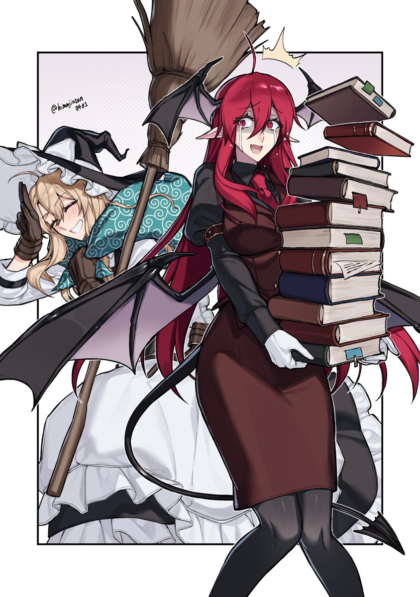 himajinsan0401's tweet photo. ふと描きたくなったから描いた小悪魔＆魔理ちゃん✍️✍️ https://t.co/CZaLTdlemG