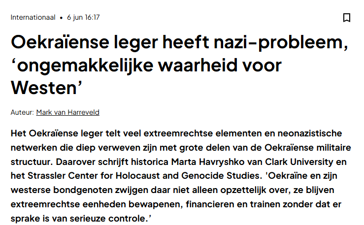 deleeuwkyiv's tweet photo. @BNR schrijft over neo-nazistische praktijken bij het Oekraïense leger, maar het lijkt of de auteur, afrikanist  @MVanHarreveld zich beter bij dat continent kan houden.

Hij verkondigt namelijk het russisch narratief en leunt vrijwel volledig op één bron: Marta Havryshko. Een controversiële onderzoekster die regelmatig optreedt bij pro-kremlin influencers als Glenn Diesen en Jackson Hinkle en zich positief uitlaat over figuren uit de pro-russische en extreemrechtse hoek, waaronder Alice Weidel van de AfD.

De auteur trapt met dit artikel volledig in de val van russische desinformatie die al jaren over Oekraïne wordt verspreid. Dat BNR ervoor kiest om uitsluitend dit perspectief te verkondigen, roept serieuze vragen op over de journalistieke afwegingen achter dit stuk.

Voor wie meer context wil over de achtergronden en het netwerk van Havryshko, lees deze analyse van een echte Oekraïne- en ruslandonderzoeker @P_Kallioniemi:
https://t.co/94eDN4DBQ2
