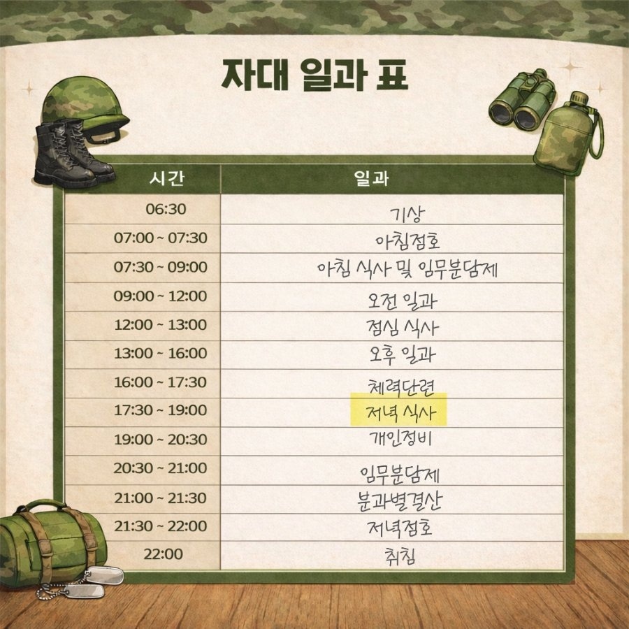 SHMilitarydiary's tweet photo. 2026 . 06 . 07 일요일 석식🌛 D - 70🎂

쌀밥 360 Kcal
파송송계란국 117.18 Kcal
볼어묵꽈리고추볶음 125.82 Kcal
목살버섯두루치기 481.72 Kcal
연유아이스베리 88.2 Kcal
배추김치 9.59 Kcal

-생일 축하해 서호야🧡 https://t.co/6PQOWkBy7w