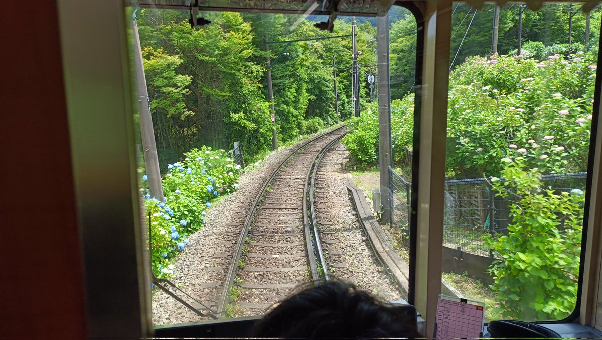 hba457to's tweet photo. 昨日はEmotアプリで箱根登山鉄道1日乗車券を1580円で購入しました。箱根登山鉄道で小田原から箱根湯本で乗り換えて強羅まで乗りました。お客様は沢山乗っていました。強羅駅で106電車を見ました。線路🛤️沿いは紫陽花が結構綺麗に咲いていました。箱根登山鉄道は楽しかったです。 https://t.co/fvjJFQKmdk