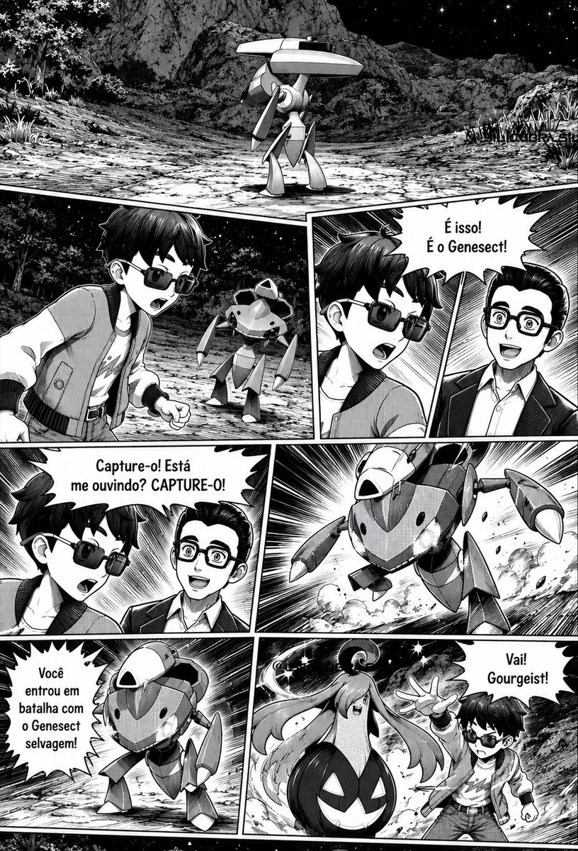 silicobrasil's tweet photo. Pra quem não teve oportunidade de jogar:
Eu traduzi a mini-quest do Genesect no game em formato de mangá.
#Genesect #LegendsZA #PokemonManga https://t.co/TRDopEV0VL