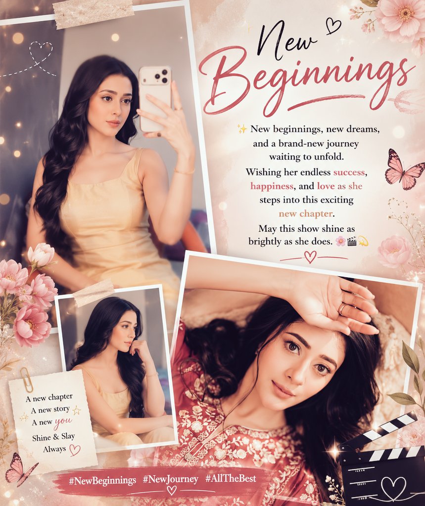 RimiSworld's tweet photo. Here's to a fresh chapter, new stories and endless success ahead. Wishing her all the luck and love as her new show begins 🌸🎬

#HibaNawab
#NewBeginning 
♥️🦋🧿
@nawab_hiba
@sabtv ✨ https://t.co/9Q6Ir1wSs9