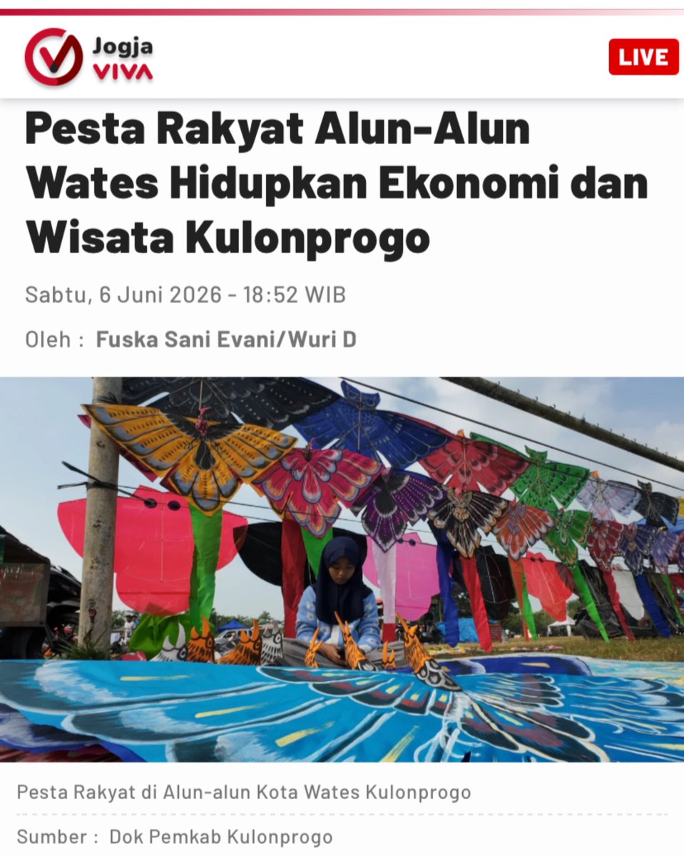 panoramaKP's tweet photo. ● Alun-Alun Wates kembali menjadi pusat kebersamaan masyarakat Kulonprogo dengan digelarnya Event Hiburan Seru pada Sabtu (06/06/2026). Untuk selengkapnya bisa dibaca di https://t.co/fByhilcfTa ya lurr.

● Sumber : @vivacoid 
https://t.co/ipgzkbSY8R
● Lokasi : Kulon Progo, YK. https://t.co/SdhrADv4lw