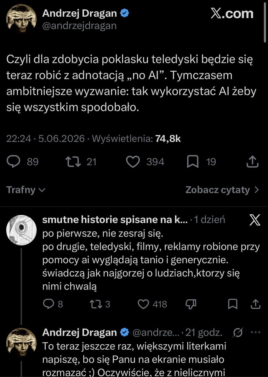 progXprog's tweet photo. Pan profesor Dragan @andrzejdragan cierpi na to, na typowe schorzenie inteligentnej osoby: próbuje coś wytłumaczyć niekulturalnemu głupkowi i wchodzi z nim w dyskusję z nadzieją, że wytłumaczy

Nie, z całym szacunkiem do ponadprzeciętnych możliwości - nie da się wytłumaczyć https://t.co/GbaJzLUori