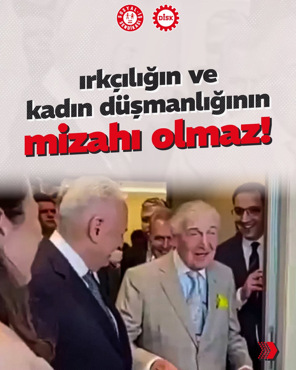 sosyalissendika's tweet photo. Irkçılığın ve kadın düşmanlığının mizahı olmaz!

🔴 Rahmi Koç'un bir hastanenin açılışında sarf ettiği, Kürt halkını ve kadınları aşağılayan sözler, “mizah” adı altında normalleştirilemez.

🔴 Sermayenin işçi düşmanlığına karşı mücadele ederken, aynı zamanda halkların eşitliğini, toplumsal barışı, toplumsal cinsiyet eşitliğini savunarak, mücadele bayrağını yükseltmeye devam edeceğiz.