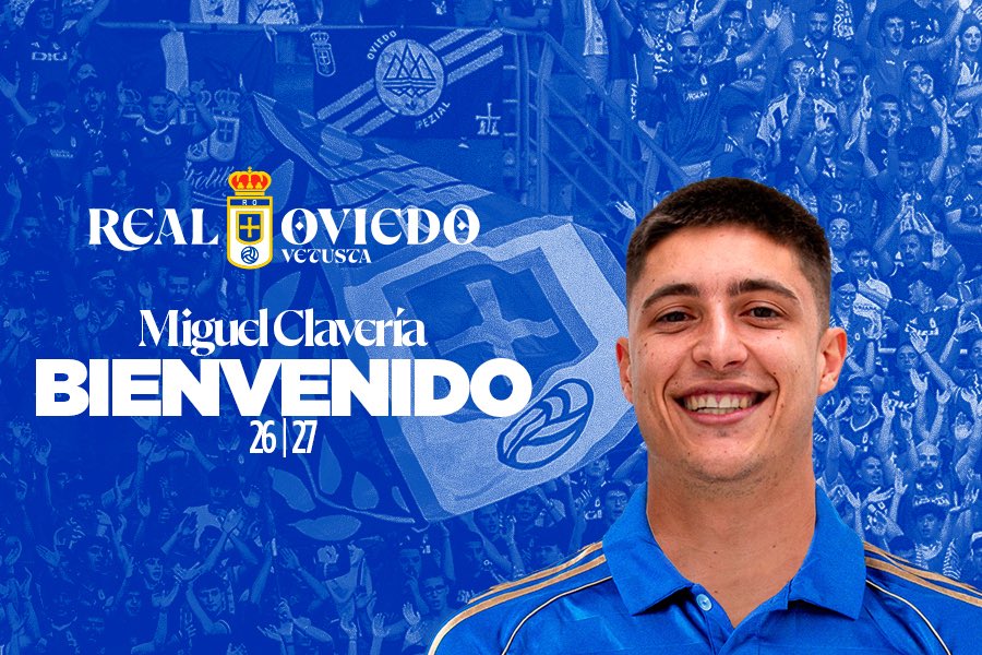 _RadioRO_'s tweet photo. OFICIAL.
Miguel Clavería, nuevo jugador del Real Oviedo Vetusta.

💙 El delantero onubense, procedente del Juventud Torremolinos, firma por las tres próximas temporadas. https://t.co/W3CLoNe2YO