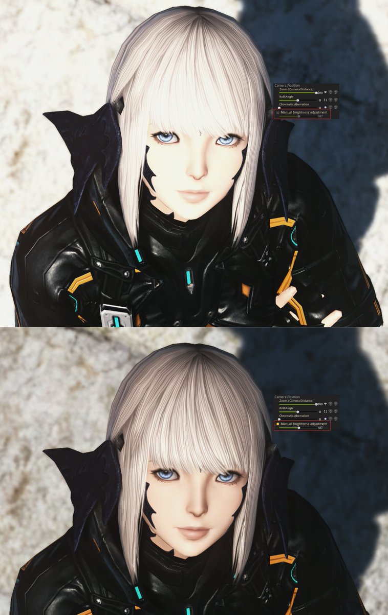 wrenffxiv's tweet photo. I feel really stupid having just learned what this slider does today. In places like Limsa during the day, the sun is so bright it overwhelms your face, but you can manually turn it down. I feel like my entire world was just flipped https://t.co/SZ1bLCucVb