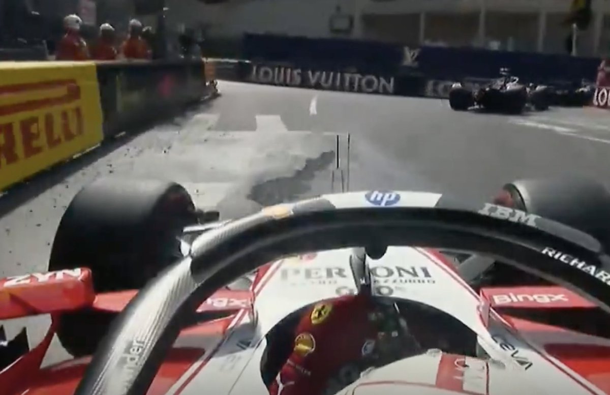 FanaticsFerrari's tweet photo. The marbles/broken asphalt at the final corner that caused Charles’ crash… https://t.co/OUvjDjCbPt