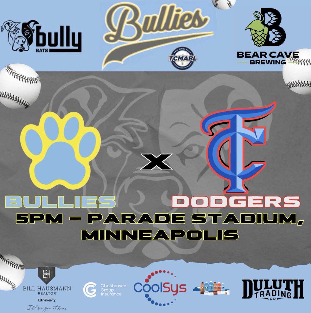 MN_Bullies's tweet photo. Bullies ❌ @DodgersTc from Historic Parade Stadium tonight. #LookoutForRainingPiss https://t.co/cMmZqsgbvo