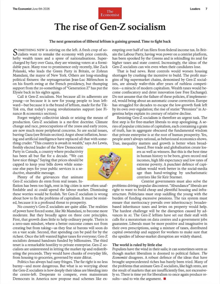 Sombrayarenar's tweet photo. Revista The Economist

Estimados colegas de la Red de Política Económica, la revista The Economist, en portada la emergencia de la Generación Z Socialista.

Sinceramente Mtro. David Fonseca https://t.co/W7gWmeuuQl