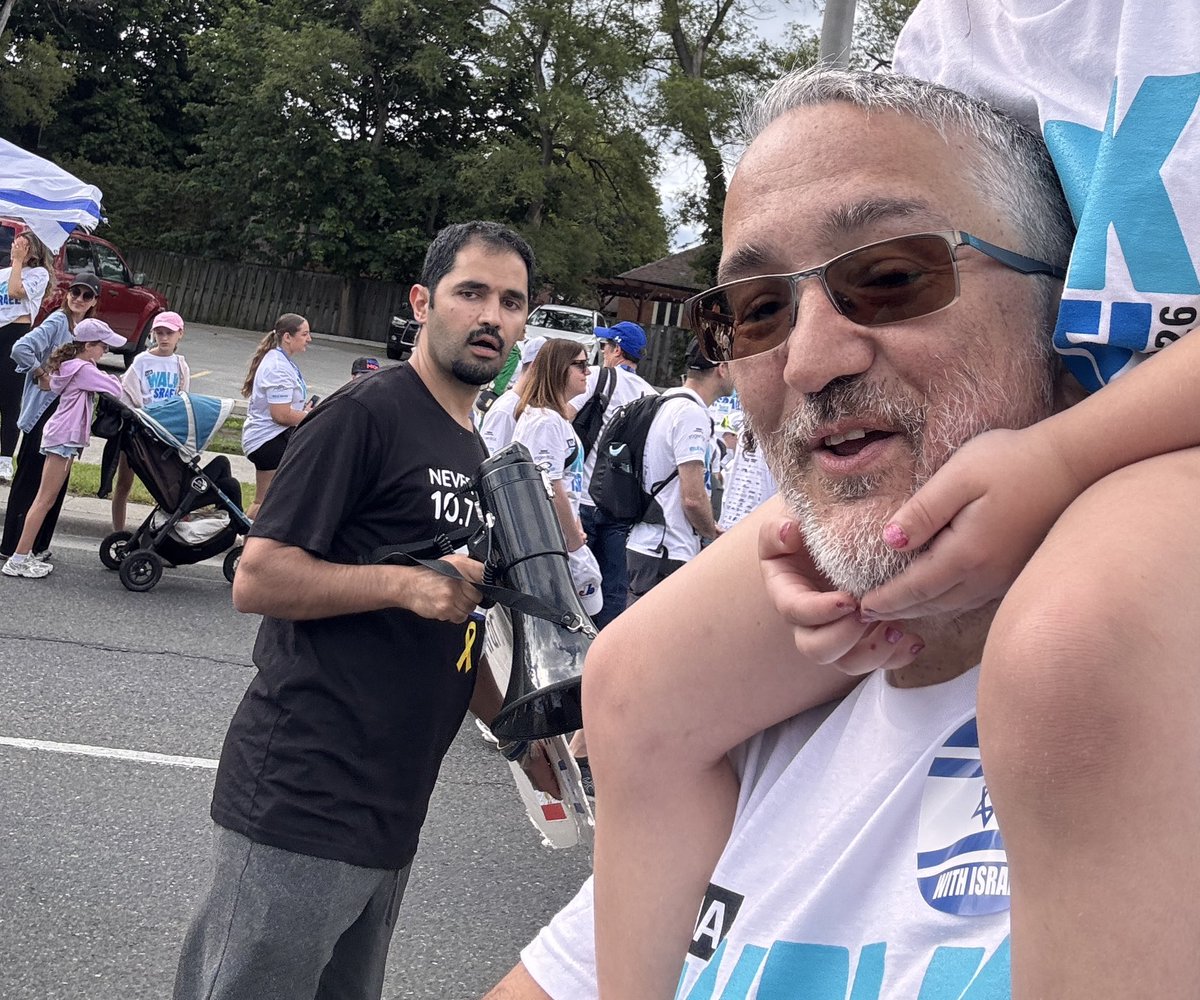 AngelMarchini's tweet photo. With the legend @SalmanSima at the #WalkforIsrael https://t.co/ucCDJNT40f