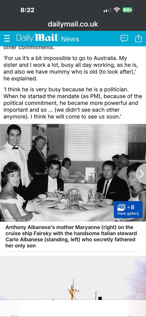 HDFatSlim's tweet photo. I draw a distinction between Carlo Albanese and your Uncle George Ellery Jnr.

One is your fake father and the other your real father.

Facts;

His grandfather George Ellery Snr (who raised him and owned a printing company that did Labor’s printing for them) caught for fraud/scamming starting in the 1930’s…..

Don’t forget Albo himself arrested in 1983 but not convicted.  

His entire life story is a lie.  

All verifiable.

Real name is Anthony Norman ELLERY.

His father is not Carlo Albanese, it’s his mother’s brother George Ellery Jnr.

George was an entertainer, his stage name was Johnny Craig – a comedian who specialised in impersonations – and he was booked to perform on the Fair Sky ship in 1962.

This is the cruise on which Albo’s mum “allegedly” had a fling with Carlo Albanese and fell pregnant.

The timeline for Carlo Albanese to be Albo’s father does not fit.

The ship arrived in South Hampton, UK on 21 April 1962 and Carlo  left with the ship departing the UK to Sydney on 24 April 1962 arriving 31 May 1962.  

Mary Anne and George Jnr remained in the UK.

Carlo then made the return trip back to South Hampton on the Fair Sky ship arriving 10 July 1962.

Maryanne Ellery (Albo’s mum) and her brother George Jnr stayed in the UK until 13 July 1962 and returned to Sydney on 10 August 1962.

Anthony Norman Ellery (Albanese) was born 2 March 1963 and was therefore conceived around the 2 June 1962.

In the period either side of 2 June 1962, Mary Anne and George Jnr were in the UK and Carlo was on the ship that had just left Australia.

Therefore Carlo cannot be his father, which is obvious just looking at him and taking into account the ridiculous story of coincidences that Albo claims led him to finding his father.

NB:  Albo’s father story did not begin until after his mother died in 2002 so there is no one to corroborate his fanciful story.