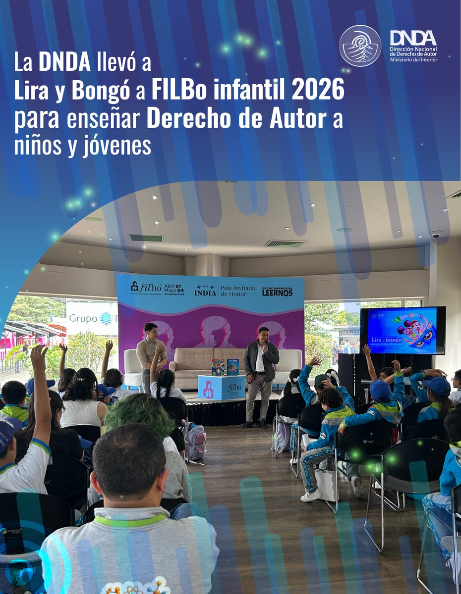 Derechodeautor's tweet photo. #BoletínInformativo | La DNDA llevó a Lira y Bongó a FILBo Infantil 2026 para acercar el Derecho de Autor a niños y jóvenes.

Conozca más: https://t.co/J5r8TQNfmn https://t.co/snTFNEyDam