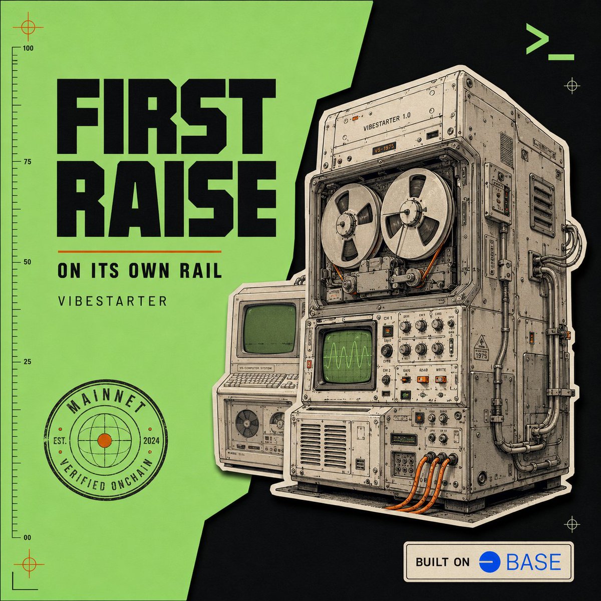 vibestarterxyz's tweet photo. We built a crowdfunding rail for vibecoded apps. The first project raising on it is us.

$VIBES opens Friday, June 12 @ 3PM UTC. Open-ended raise, seven-day window, lauching on @base.

Same process every founder gets. We go first.

https://t.co/P4fOEJW96t https://t.co/u7FHZpxTGJ