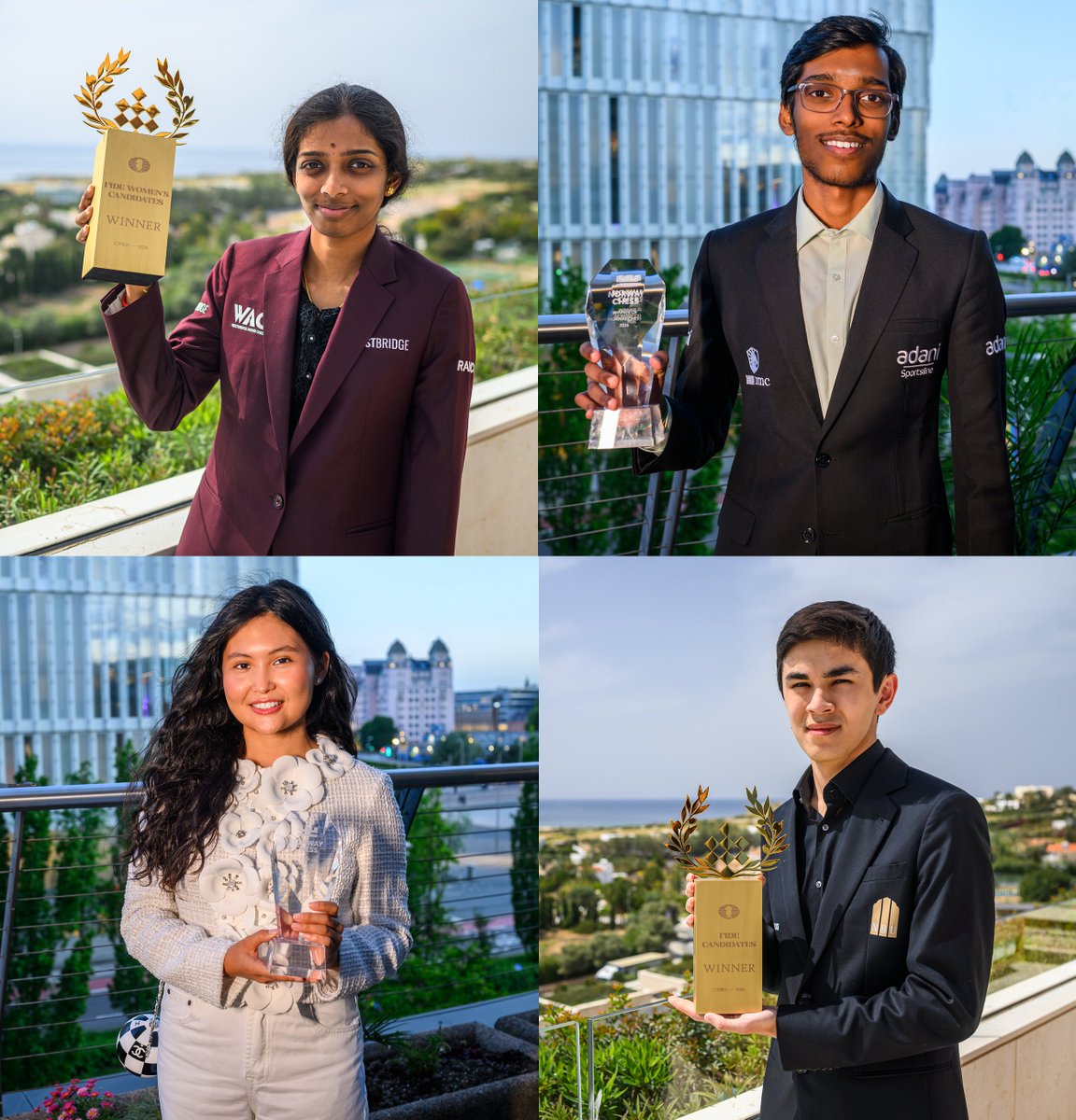 OnTheQueenside's tweet photo. The dynamic duos are taking over chess!

Team Vaishali &amp; Pragg won the Candidates and Norway Chess 🇮🇳🇮🇳 (!), and so did Team Bibisara &amp; Sindarov! 🇰🇿🇺🇿😁

📷: M Walusza https://t.co/XcdCMexpEs