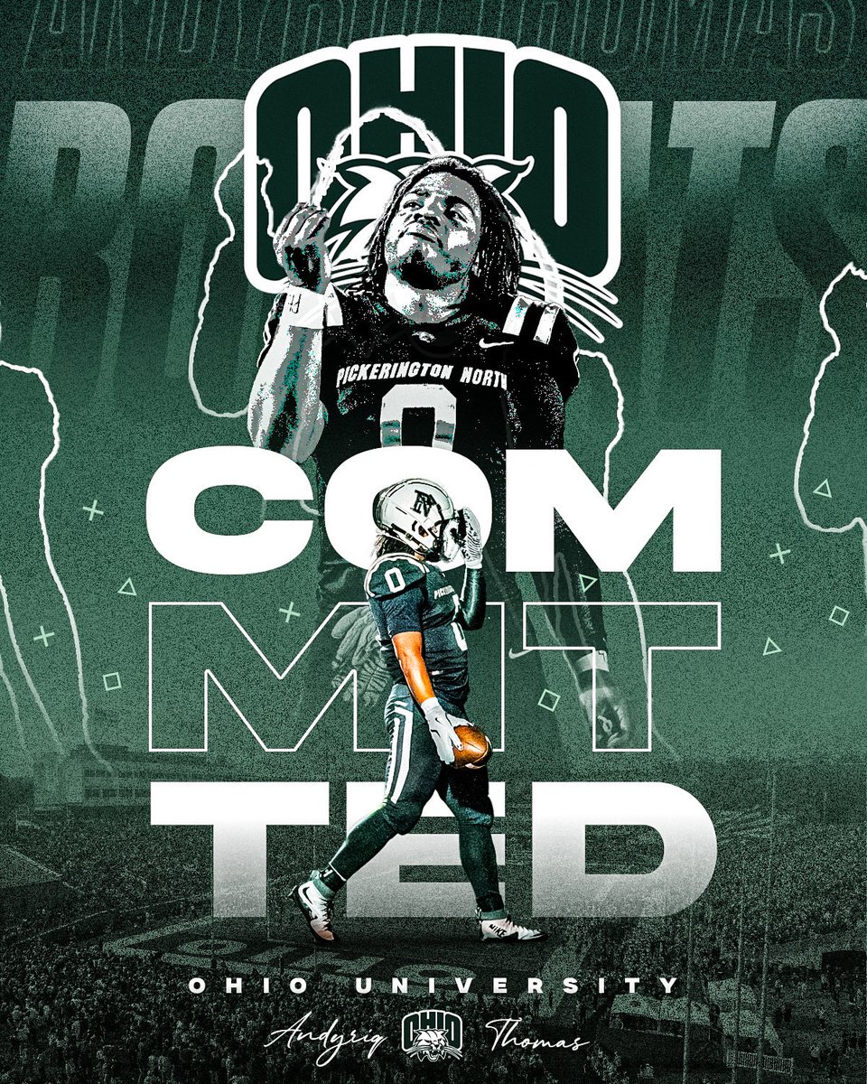 AndyriqT's tweet photo. After having great conversations with my coaches and parents, I am blessed and excited to announce that after my senior season in 2027, I will continue my academic and athletic career at Ohio University Bobcats. I look forward to spending the next four years as a student-athlete, competing on the football field while pursuing my education. Thank you to everyone who has supported me throughout this journey. Go Bobcats! 🏈💚 #OUOYEAH⚪️🟢 @pnfootball @PNAthletics @RecruitPN @CoachHillerich @CoachPruiett @CoachFreddy6270 @LTrain6581 @JaredLuginbill @AllenTrieu @CoachConard @CoachJohnHauser @OhioFootball