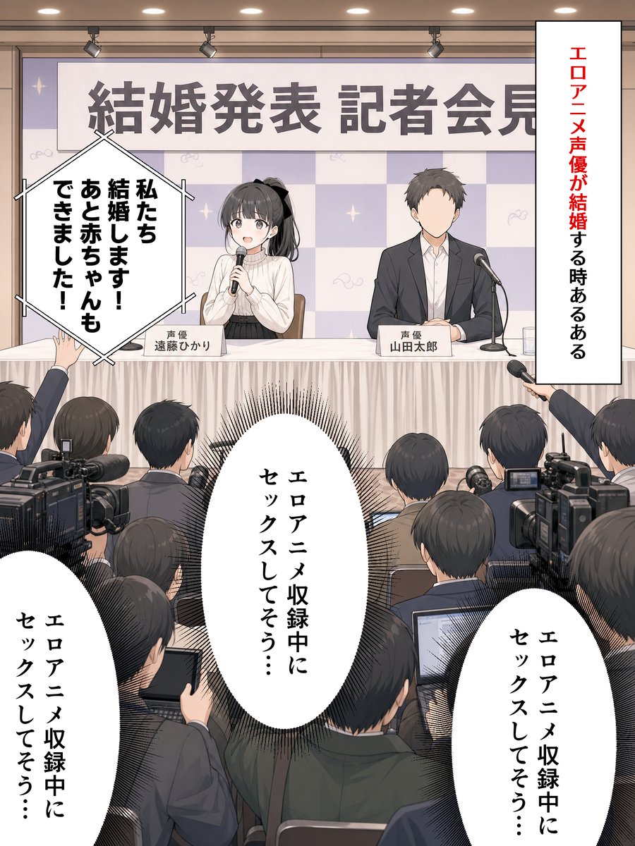 Heartworks2's tweet photo. 工口アニメ声優が結婚する時あるある
（1/9） https://t.co/uIMJaxdfYx