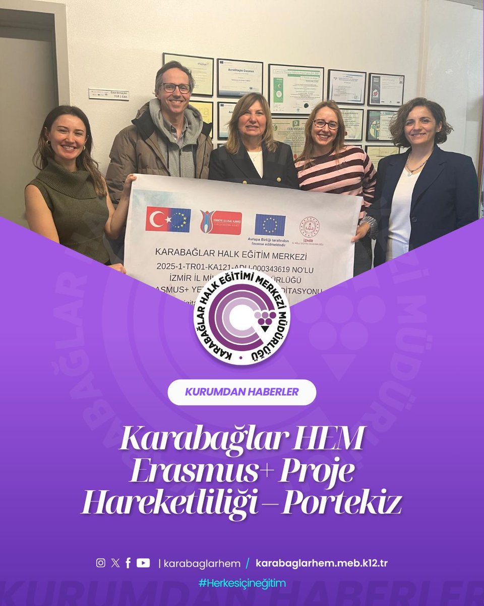 karabaglarhem's tweet photo. Karabağlar HEM tarafından yürütülen Erasmus+ projesi kapsamında, 13-17 Nisan tarihleri arasında Portekiz’de bulunan Agrupamento de Escolas D. Sancho I kurumuna işbaşı gözlem (job shadowing) faaliyeti gerçekleştirilmiştir.

@kymkmkarabaglar
@ilce_mem
@aydinyuzbasiogl https://t.co/TVbZwJqeEe