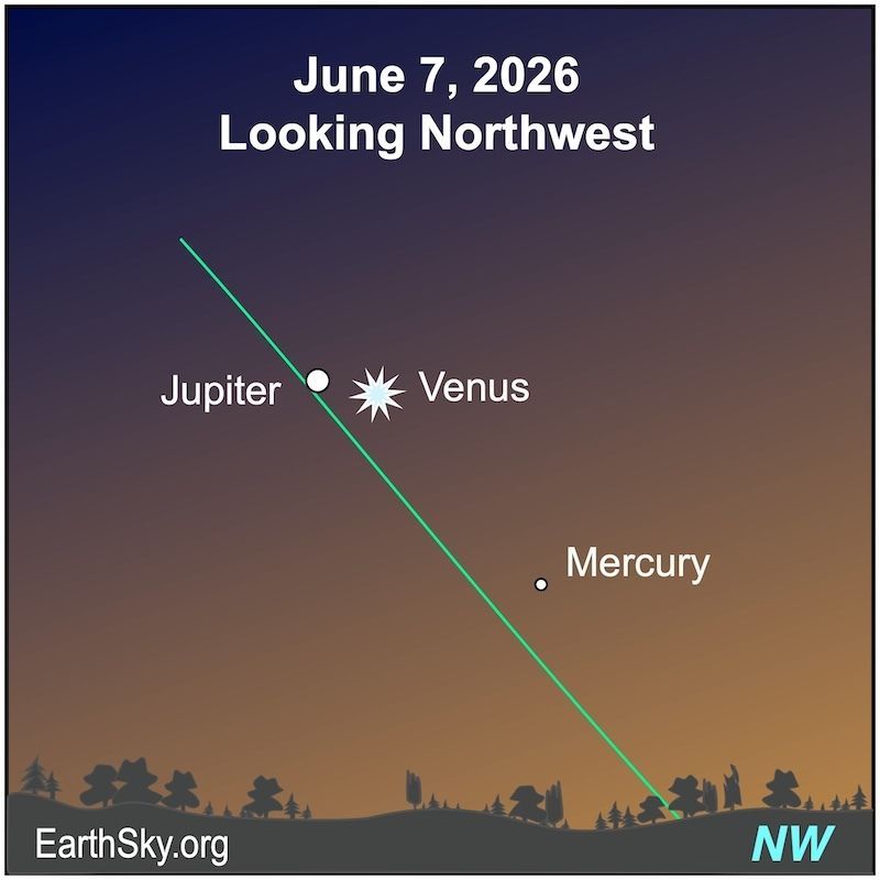 earthskyscience's tweet photo. An amazing whole-Earth event is coming to the evening twilight sky. Our sky’s brightest planet #Venus and 2nd-brightest planet #Jupiter are about to meet. Start watching now, and see them draw closest around June 8 and 9.

Read more at: https://t.co/asvKWWpNmW https://t.co/MwXzoHcwoY