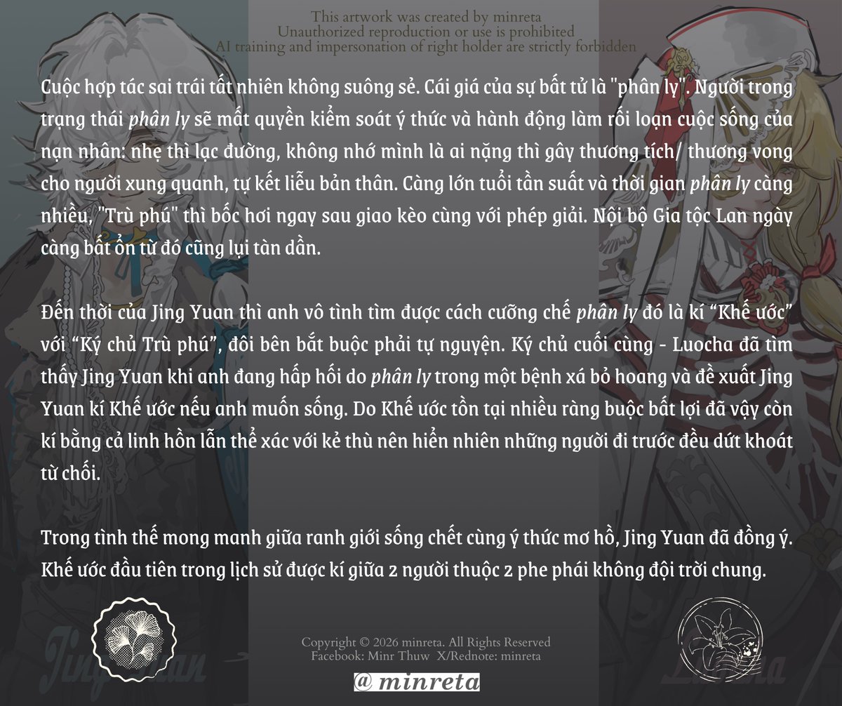 minreta2's tweet photo. 🦁XIỀNG XÍCH ĐỊNH MỆNH⚜️
AU lore + designs
(Vietnamese version) pt.1
#jingluo #景刹 #景罗 https://t.co/Gew2ZO88ZZ