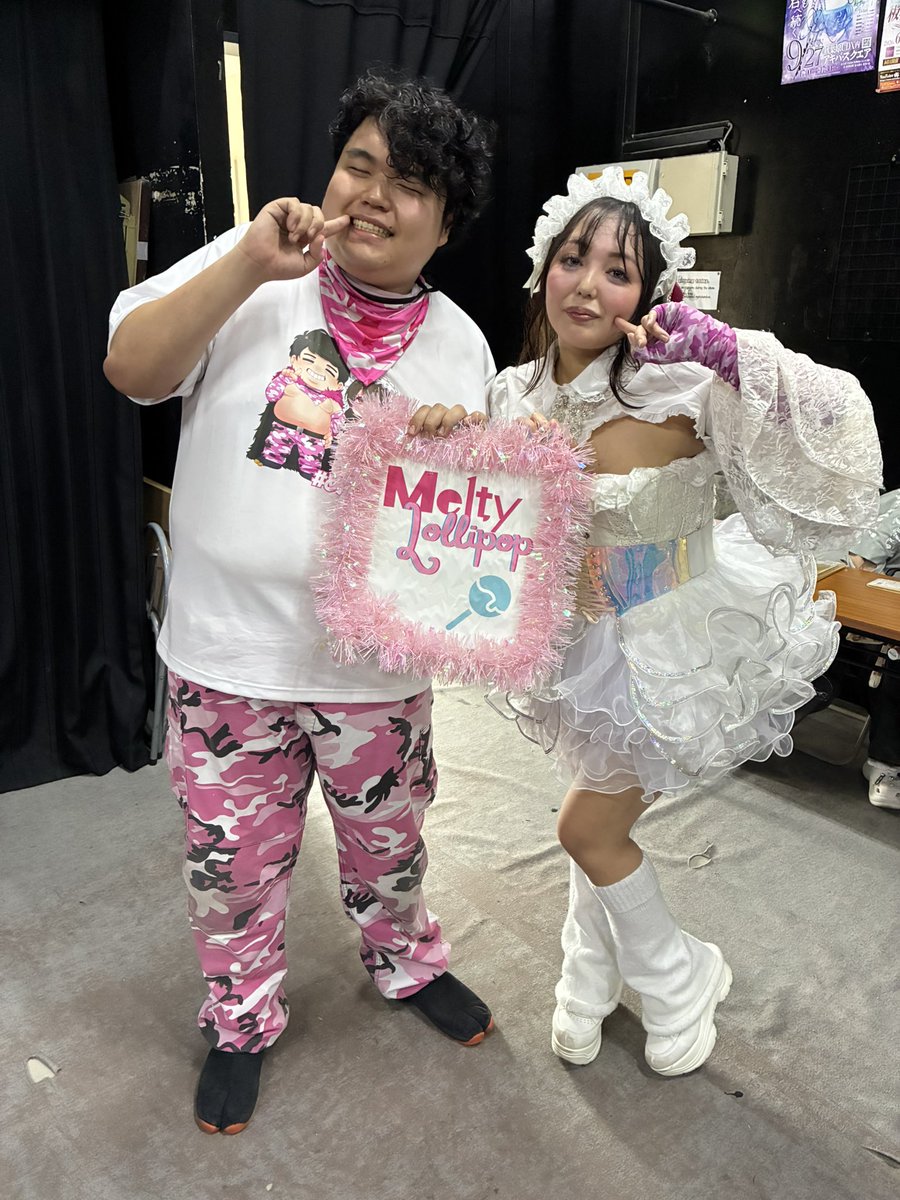 kappa1623's tweet photo. 2026.6.7MeltyLollipop5周年記念興行in蕨レッスル武闘館
主役のお二人！
←セク刃羅ナツコ
→MIHARU
選手とレフェリー合わせて5人欠場というまさかのトラブルが発生ながらも、興行主として勤め上げられました👏
お疲れ様でした😊

2027年2月21日に生誕祭やるの？
#ガチムチとメンヘラ #めるろり https://t.co/FAQof1I5gJ