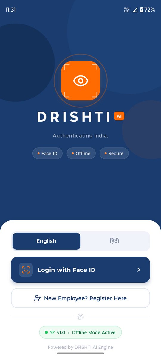 himanshuu015's tweet photo. Built DRISHTI for the NHAI Hackathon 🚀
An offline-first facial authentication system featuring liveness detection, GPS validation, offline attendance storage, fraud prevention, and automatic AWS synchronization when connectivity is restored.
@NHAI_Official @Mansi__Bhandari
#NHAI https://t.co/hjy0nkgz47