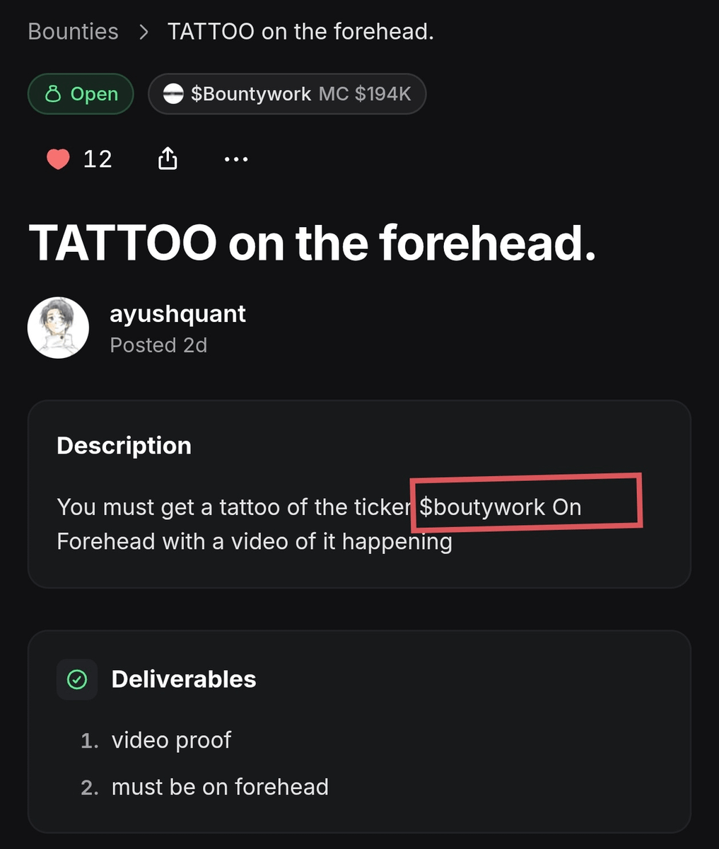 FabianoSolana's tweet photo. This man's life changed overnight:

- @Arivulife does forehead tattoo for $2.4K
- Ticker was misspelled (missing an "N")
- Not his fault as bounty description was wrong
- Creator refused to pay
- Community launched a new token
- Earned him $15K+ in fees
- Original creator offers $3K if he fixes the tattoo