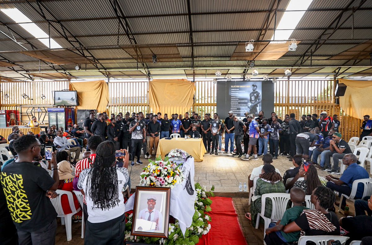 UgandaRugby's tweet photo. Stanbic Black Pirates officially Retire Jersey Number 7 in Memory of Fallen Star Sydney Gongodyo today, at Kings Park Arena, Bweyogerere. https://t.co/JXUgfJprro