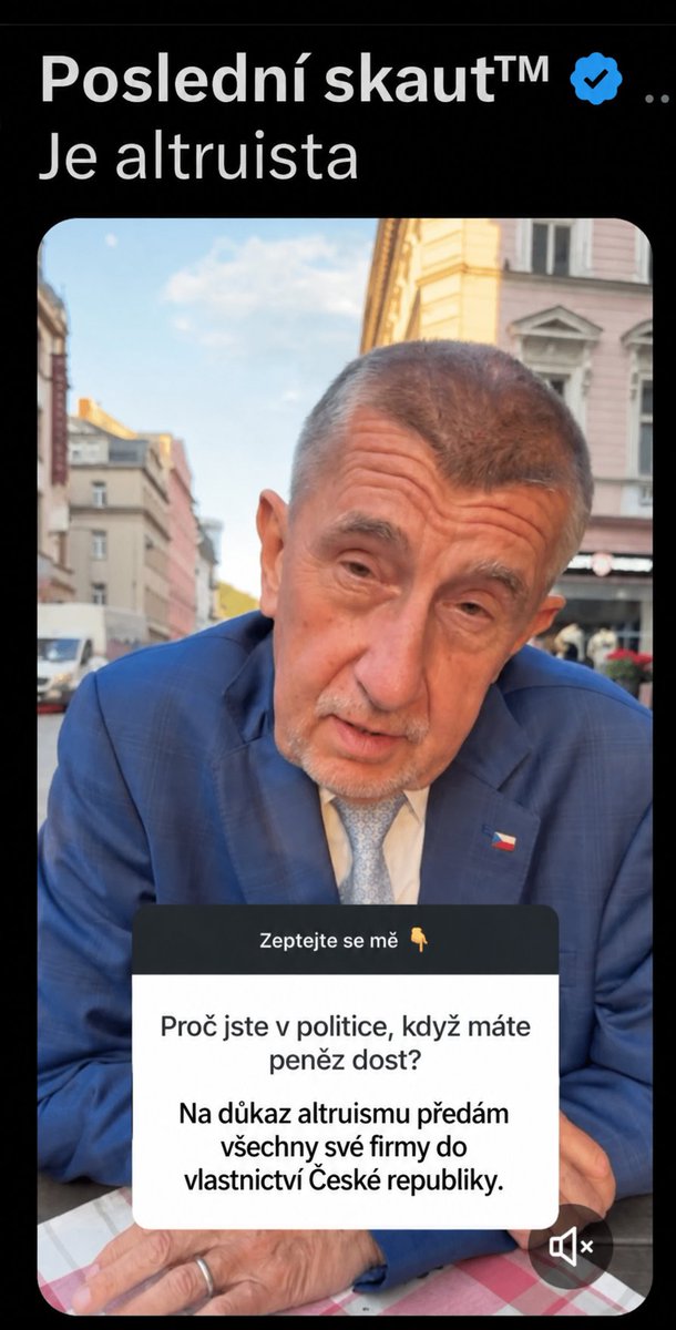 siesta_8's tweet photo. @Posledniskaut všechny své firmy předá altruista bezplatně do vlastnictví České republiky. https://t.co/ejl5XKrU3v