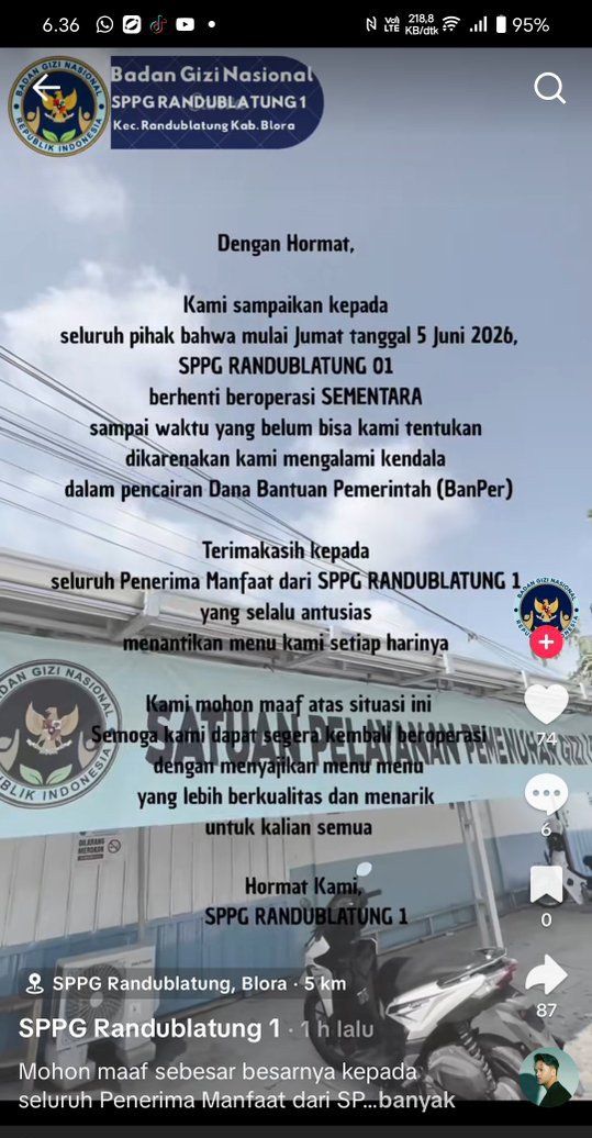 menuembegejelek's tweet photo. Pondok Kelapa 6, Jaktim. Ngepeh, Madiun. Lalu Randublatung 1, Blora. 3 Kota, 3 Provinsi, 3 kubangan lumpur (espepege), semuanya mohon izin stop operasi dengan persoalan yang sama:

Dana pencairan operasional dari BGN belum cair. Kubangan lumpur (espepege) mana lagi yg senasib? https://t.co/U21Q7Tz1s1
