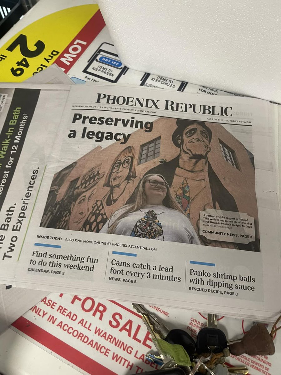 histleague's tweet photo. Julia Taggart is in the Scottsdale and Phoenix Republic! All her work on Wallace &amp; Ladmo team has come to fruition. 
Historical League recognized the team's contributions and honored them as 1992 Arizona Historymakers. Good to see their story continues to be told. https://t.co/4W9smdRiCh