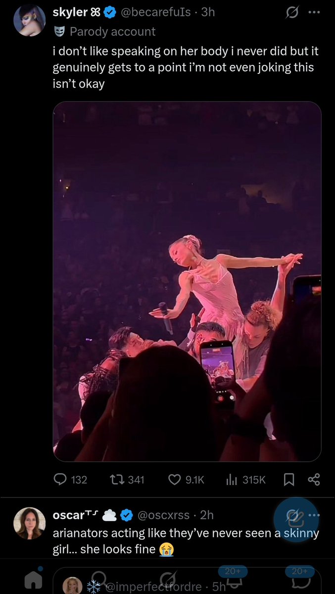 swiftism100's tweet photo. one thing taylor swift and ariana grande have in common is that their fans will always be their first enemies https://t.co/zseEvG13o9