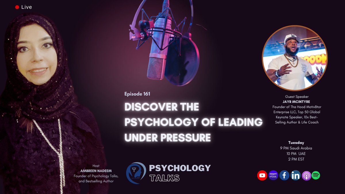ambreennadeem78's tweet photo. Join us this Tuesday for a thoughtful conversation on leadership, resilience, and the psychology behind performing under pressure.
Our guest is JayR McIntyre, DBA(c), MBA, PMP, a Combat Veteran, entrepreneur, and leadership strategist
@ThaHoodMotVatoR https://t.co/WejumiXllf