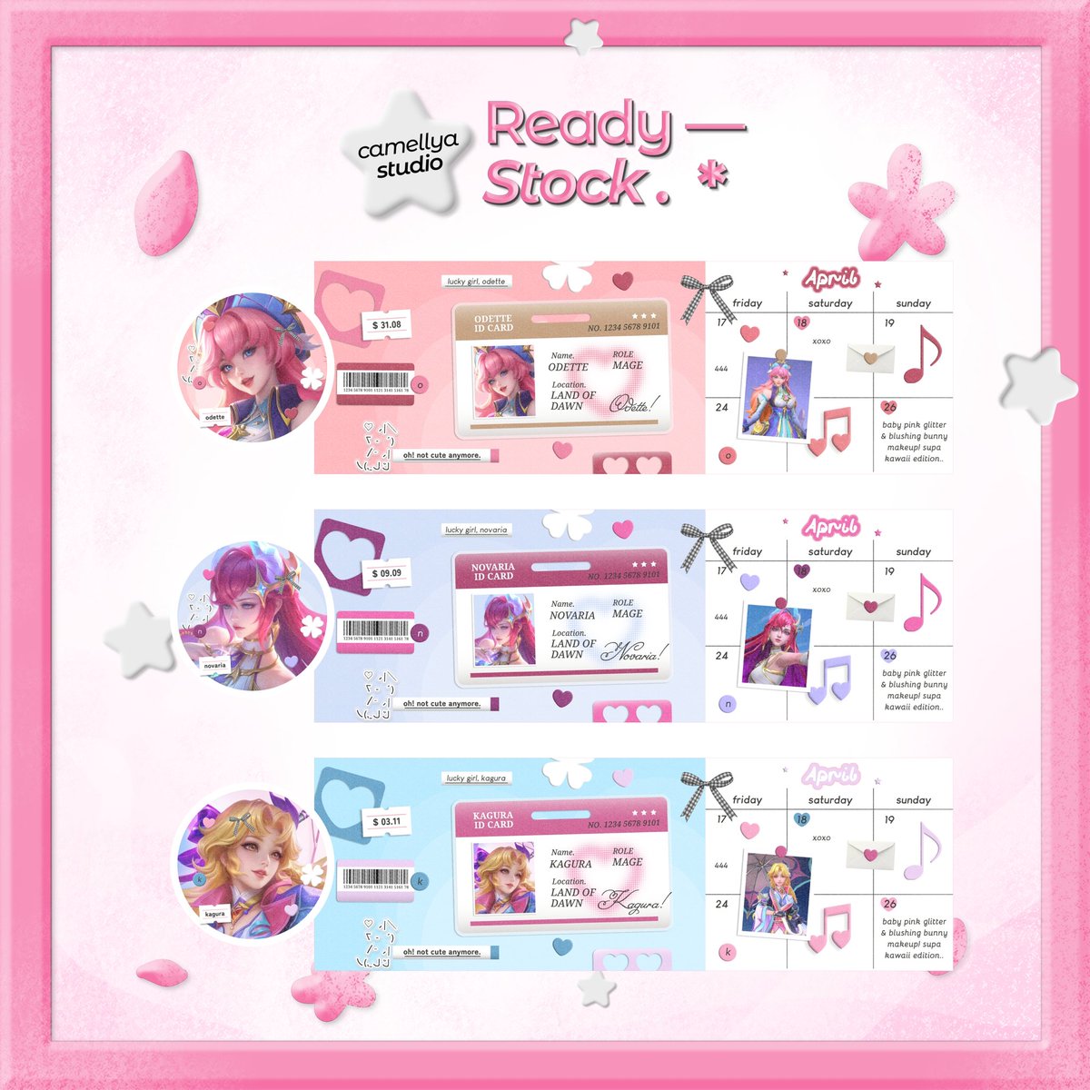 ofCamelly's tweet photo. 🎀💭 ౿ ⊹  help rt? thank you~ 🩷  。 

Hai Lya bawain tambahan 11 layout FS edisi 6.6, ada Elysia &amp; beberapa hero MLBB. Layout ini bisa kamu take dengan harga 10k/each.

Yang mau take bisa langsung dm aku, jangan lupa mention after DM ;3 #zonauang https://t.co/H60bKOIs7m