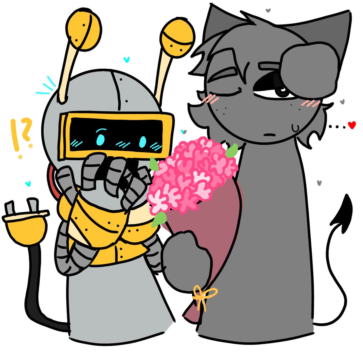 hitazSFW_1603's tweet photo. Finally he give him flowers omg AHAAVSYSF-😭😭💛🩶
#sprunki #graybot>:D https://t.co/tWzr4SLR3R