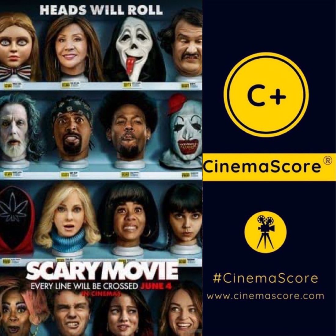 CineFlashX's tweet photo. 'SCARY MOVIE’ receives a C+ on CinemaScore https://t.co/pHgp2NE1KP