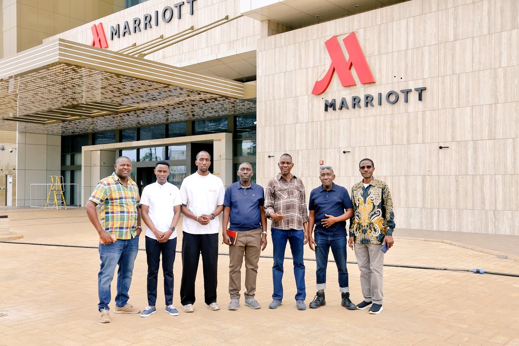 mofpedU's tweet photo. KAMPALA MARRIOTT HOTEL CHANGES CITY SKYLINE:

The 5-star twin-tower luxury property which will soon be opened to the public is located on Ggaba Road in Nsambya.

The Director Economic Affairs, Moses Kaggwa,accompained by the Commissioner Tax Policy, John Byahuranga and other Ministry officials yesterday had a guided tour of the property to assess its progress.

The team was recieved and taken on the guided tour of the top luxury branded hotel by the Chairman of the property & also founder & owner of Capital Shoppers,Mr. Ponsiano Ngabirano.

The Director Economic Affairs said this is one of the projects @GovUganda is supporting, adding that, he was happy with the progress already registered.

"Part of Government policy is to support branded 5 star international standard hotels to attract ultra-rich tourists," said Kaggwa, adding that under tourism which is one of the anchor sectors (ATMS), government is targeting to double the number of tourists and also double the money spent in Uganda.

The exquisite property now under the supervision of Marriott Management also features executive apartments with exceptional luxury for top-tier clients.

The Marriott team is already on-site conducting final touches ahead of the official opening of the world class hotel and perhaps the best in the region.