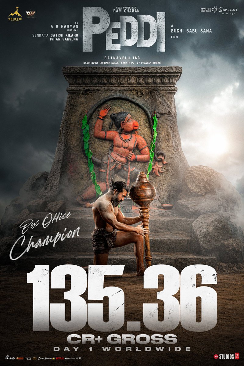 Cine_Score's tweet photo. #Peddi National Multiplexes 1st day Nett incl premiers 

Hyderabad - 4,92,54,501/- 💥💥
Bangalore - 2,34,19,448/- 👏

Excellent opening in Hyderabad 
Very Good in Bangalore 

@AlwaysRamCharan @BuchiBabuSana @vriddhicinemas https://t.co/DQxqimj937