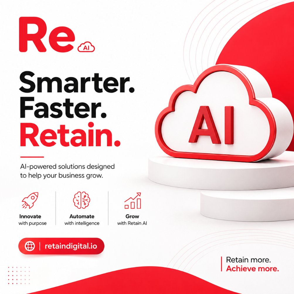 RetainDigitalAi's tweet photo. Smarter. Faster. Retain.

AI-powered solutions built to help businesses innovate, automate, and grow.

📈 Achieve more with Retain AI.

🌐 https://t.co/FT4dWplqAW

#RetainAI #AI #BusinessGrowth #Automation https://t.co/frb1pcD3lt
