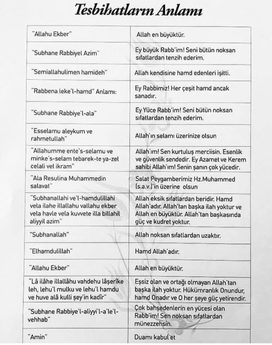 SerdarMercan54's tweet photo. Namazda okuduğumuz tesbihatların anlamları https://t.co/deddlUIByb