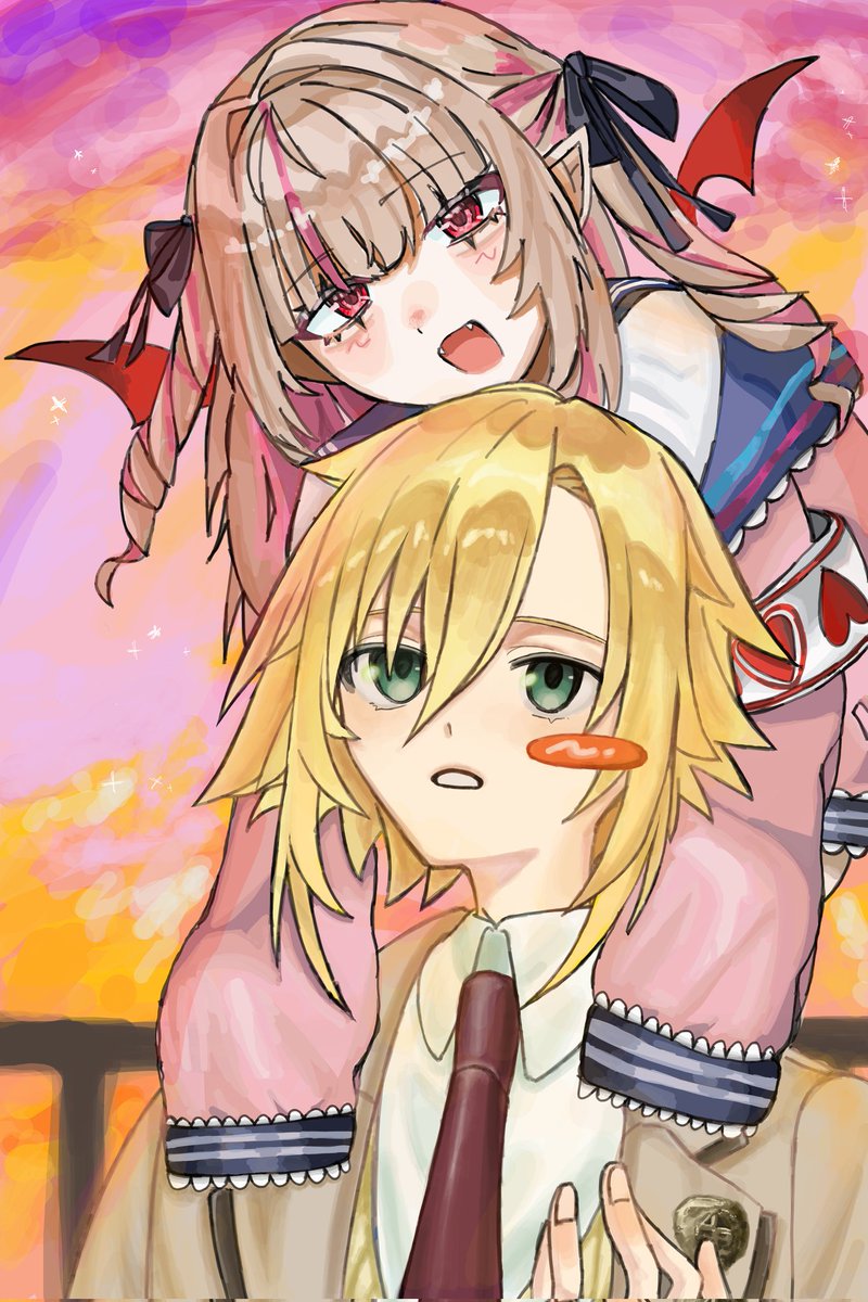 Benidonatsu's tweet photo. 友達と絵チャ合作した✌おりコウ
#りりむとおえかき　#絵画コウ https://t.co/P71iWu3fD0