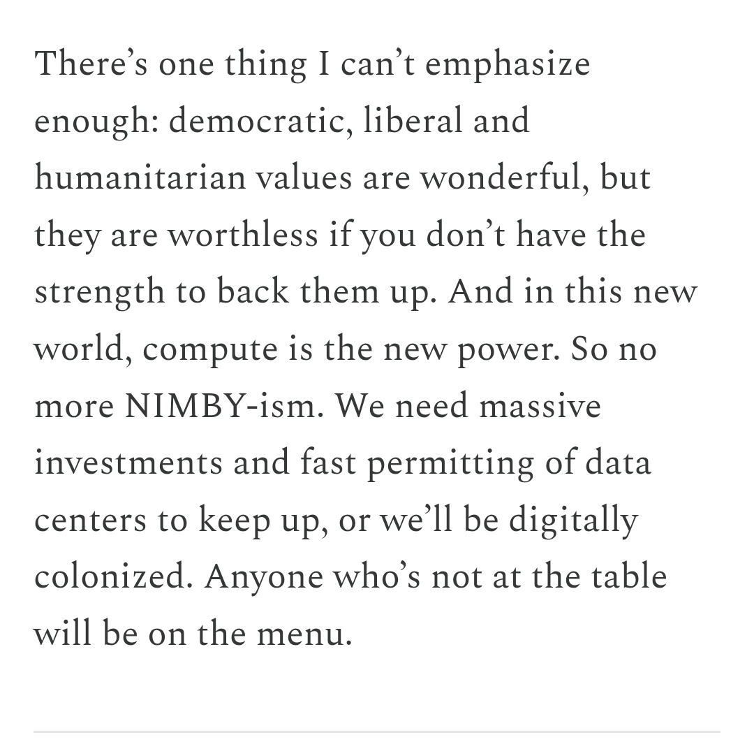 Johntheduncan's tweet photo. This is an absurdly irresponsible piece filled with straight up lies, misinformation, and corporate propaganda lines straight from Anthropic

Comparing this to the climate crisis while advocating private data centre build is disgusting. These data centres are an eco nightmare! https://t.co/rvdZBzcNVI