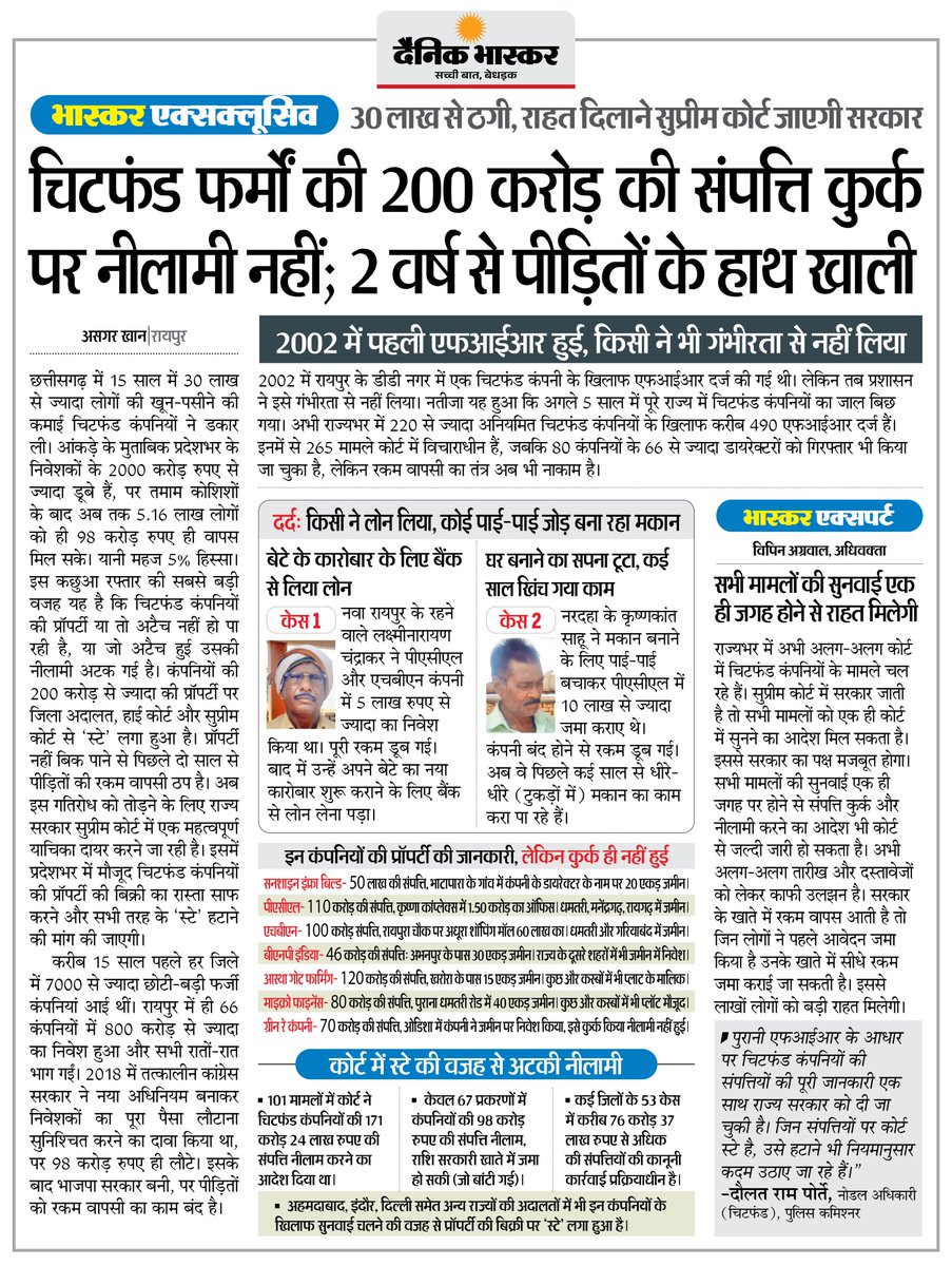 DainikBhaskar's tweet photo. छत्तीसगढ़ : 30 लाख से ज्यादा लोगों से ठगी, निवेशकों के ₹2000 करोड़ डूबे... चिटफंड फर्मों की 200 करोड़ की संपत्ति कुर्क पर नीलामी नहीं; 2 वर्ष से पीड़ितों के हाथ खाली
#Chhattisgarh #ChitFundScam #FinancialFraud #InvestorRights #EconomicCrime

अधिक खबरें और ई-पेपर पढ़ने के लिए दैनिक भास्कर एप इंस्टॉल करें - https://t.co/xvtHwBsRxh