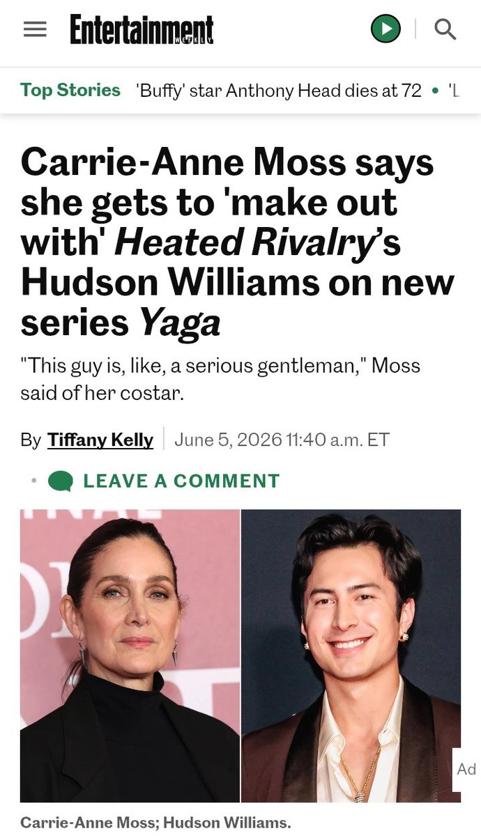 HuddieNews's tweet photo. The Matrix star teased her new sexy, dark TV series, Yaga, at Bell Media’s Upfront. While taking the stage with her costars on the Crave supernatural drama, she revealed that one of the highlights of her role was kissing Canada’s biggest new heartthrob, Hudson Williams. https://t.co/wVBiE2v5WS