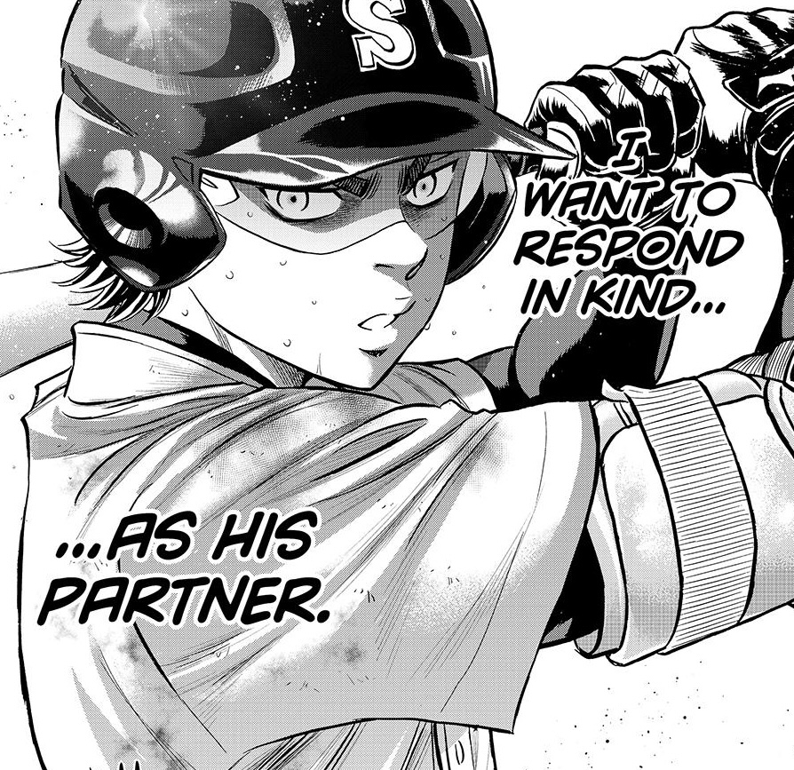 promiyuki's tweet photo. For the anime, episode titles are consistently taken from one of the manga chapters being adapted. “As a Partner” wasn’t the title of the chapter this scene came from (“Are You Watching?”) but perhaps the line was so powerful that it was chosen as the episode title anyway. https://t.co/HGxlfUFaBv