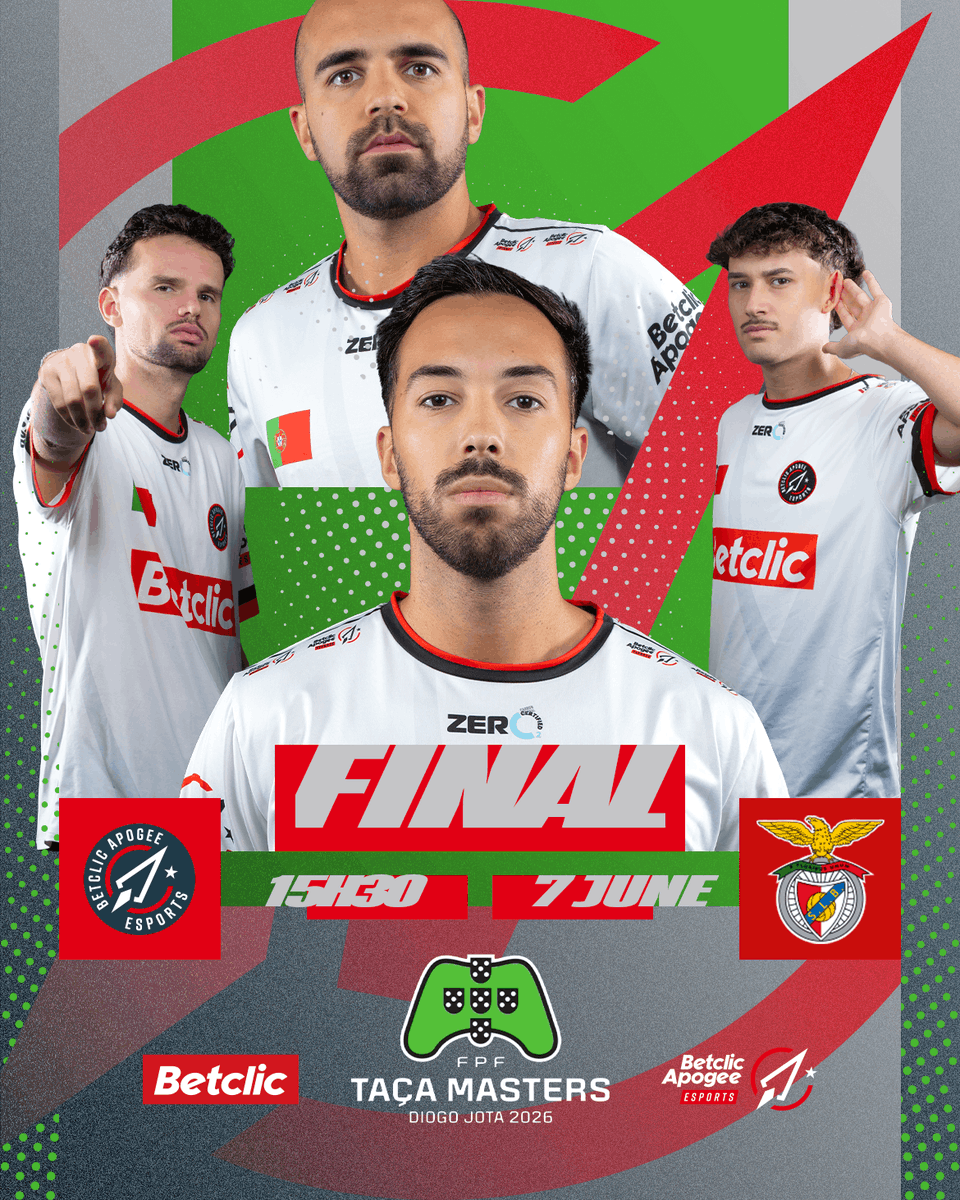 BetclicApogee's tweet photo. It's FINALS DAY! 🏆

Betclic Apogee faces SL Benfica in the FPF Masters Grand Final.

👉 @Darkley_11 
👉 @RafaMonteiro09 
👉 @TiagoAraujo10_ 
👉 @tuga810_ 

🕞 15:30
📺 https://t.co/fIT0M2WR0i

One last step! 👊
#ReachYourApogee 🚀 https://t.co/o216L15itd