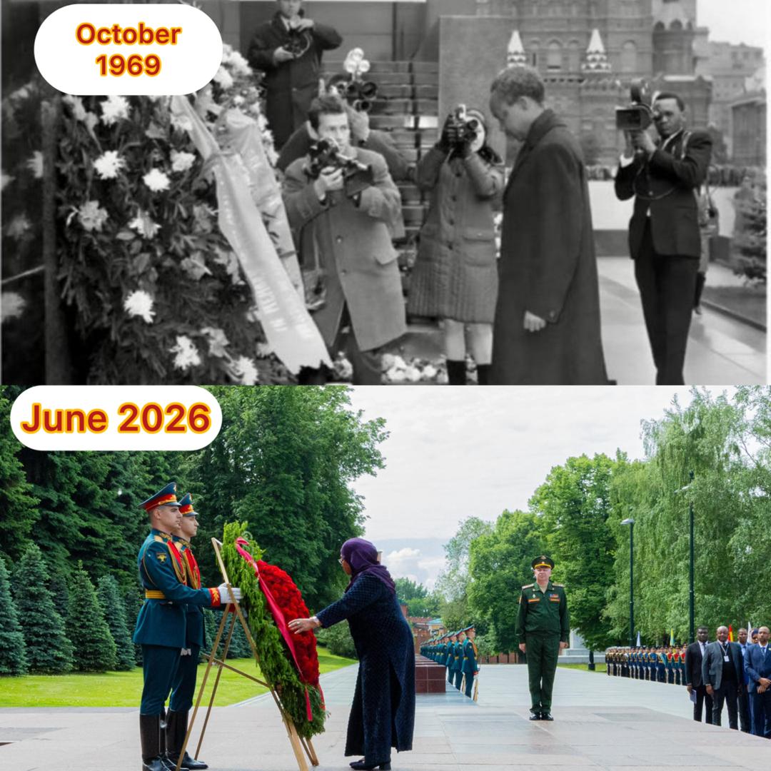 Eric__Bernard's tweet photo. MIAKA 57 RAIS SAMIA AVUNJA UKIMYA WA URUSI NA TANZANIA 🇷🇺🇹🇿

_The Diplomat_ 

Mwalimu Julius Kambarage Nyerere, Rais wa Kwanza wa Tanzania alifanya Ziara ya kwanza  Nchini Urusi Oktoba 1969, kipindi hicho Urusi ikijulikana kama (Shirikisho la Umoja wa Kisovieti/USSR). Kipindi dunia ikiwa imegawanyika katika kambi mbili kuu za Vita Baridi. Tanzania ilikuwa imeanza kutekeleza sera za Ujamaa na Kujitegemea baada ya Azimio la Arusha la mwaka 1967. Katika mazingira hayo, ushirikiano na Moscow ulikuwa na sura ya kisiasa na kiitikadi, lakini pia ulikuwa sehemu ya jitihada za Tanzania kupata teknolojia, elimu, wataalamu na msaada wa maendeleo. 

Hata hivyo, Mwalimu Nyerere hakujifunga upande mmoja pekee; aliendelea kusisitiza sera ya kutofungamana na upande wowote huku akitafuta marafiki kutoka Mashariki na Magharibi kwa maslahi ya taifa. Baada ya hapo wamepita marais wanne hadi Rais Dkt. Samia alipofanya zara ya pili mwaka huu Juni, 2026.

Ni miaka 57 baadae Rais wa Awamu ya ya sita Dr. Samia Suluhu Hassan amepata Kuvunja rekodi hiyo. Rais Samia amefika Urusi katika dunia tofauti kabisa. Hakuna mgawanyiko wa Vita Baridi uliokuwepo mwaka 1969. 

Badala yake, dunia ina ushindani wa kiuchumi kati ya mataifa makubwa yanayotafuta masoko, uwekezaji, rasilimali na ushawishi wa kidiplomasia. Tanzania nayo imebadilika kutoka uchumi
wa ujamaa kwenda uchumi wa soko
unaotegemea uwekezaji wa sekta binafsi, biashara na ushirikiano wa kimataifa.

Katika mazingira haya, ziara ya Rais Dkt. Samia imejikita zaidi katika kuvutia uwekezaji, kupanua biashara, kuimarisha ushirikiano wa teknolojia, nishati, miundombinu na sekta nyingine za uzalishaji.

Tofauti na Mwalimu Nyerere ambaye
alizungumza zaidi katika lugha ya
ukombozi, kujitegemea na mshikamano wa kisiasa, Rais Dkt. Samia anazungumza katika lugha ya ushindani wa kiuchumi, ukuaji wa uwekezaji na fursa za maendeleo.

Ni miaka 57 yenye  dhamira ileile ya msingi: kuitafutia Tanzania washirika wa maendeleo katika mfumo wa dunia uliopo.