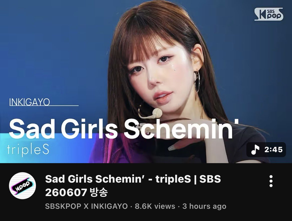 dailyhyerin's tweet photo. Hyerin is the thumbnail for Sad Girls Schemin’ stage on Inkigayo 😭
#HYERIN #정혜린 #tripleS #트리플에스 https://t.co/nYbA35o6Xs